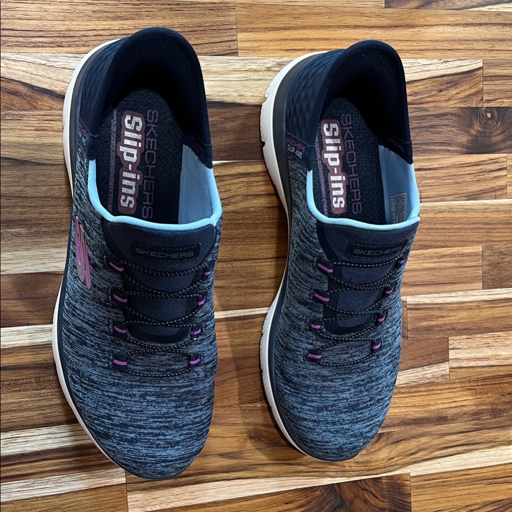 Skechers Women's Slip-Ins Black and Pink Sneakers